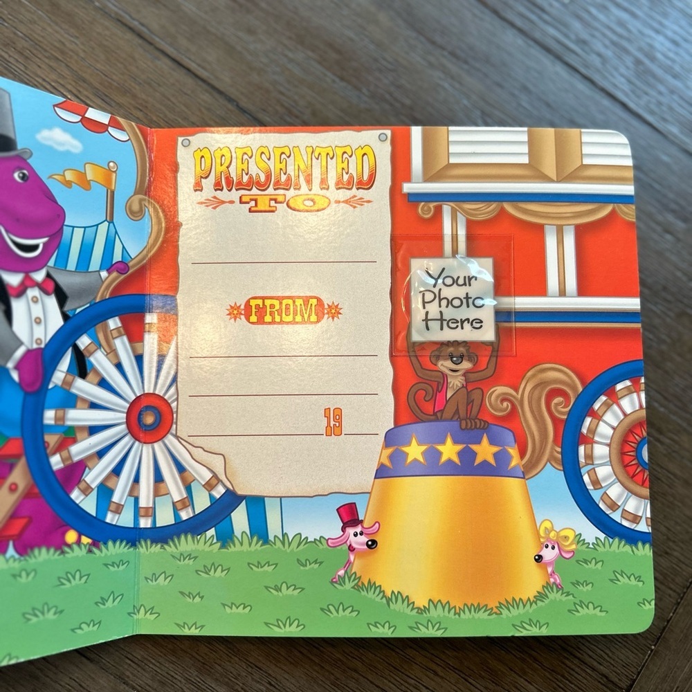 Vintage 1997 Barney & Me at the Circus Personalized Photo Board Book Kids - Picture 4 of 4